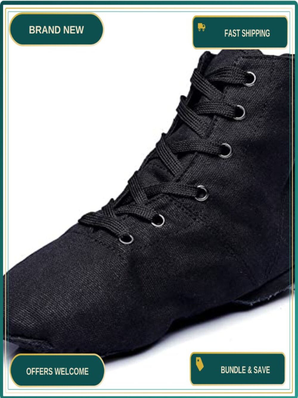 Women's Jazz Dance Boots Lace Up High Top Split Sole Canvas Ankle Boots Theater